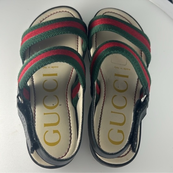 Authentic Gucci luxury designer signature web canvas & leather sandals sz 1 - Picture 10 of 16